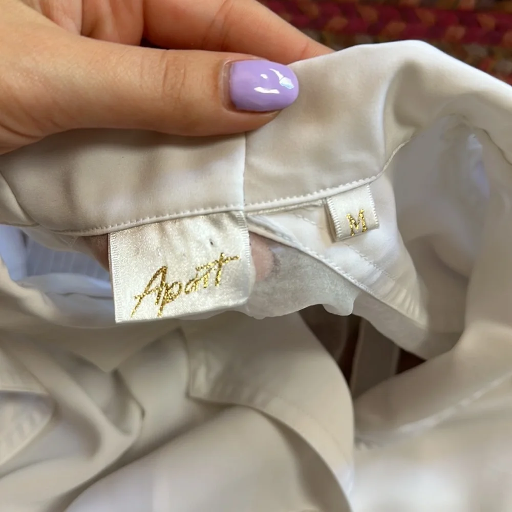 VINTAGE WHITE PEARL COLUMN STAR MOON BUTTON UP SHORT SLEEBE BLOUSE_5